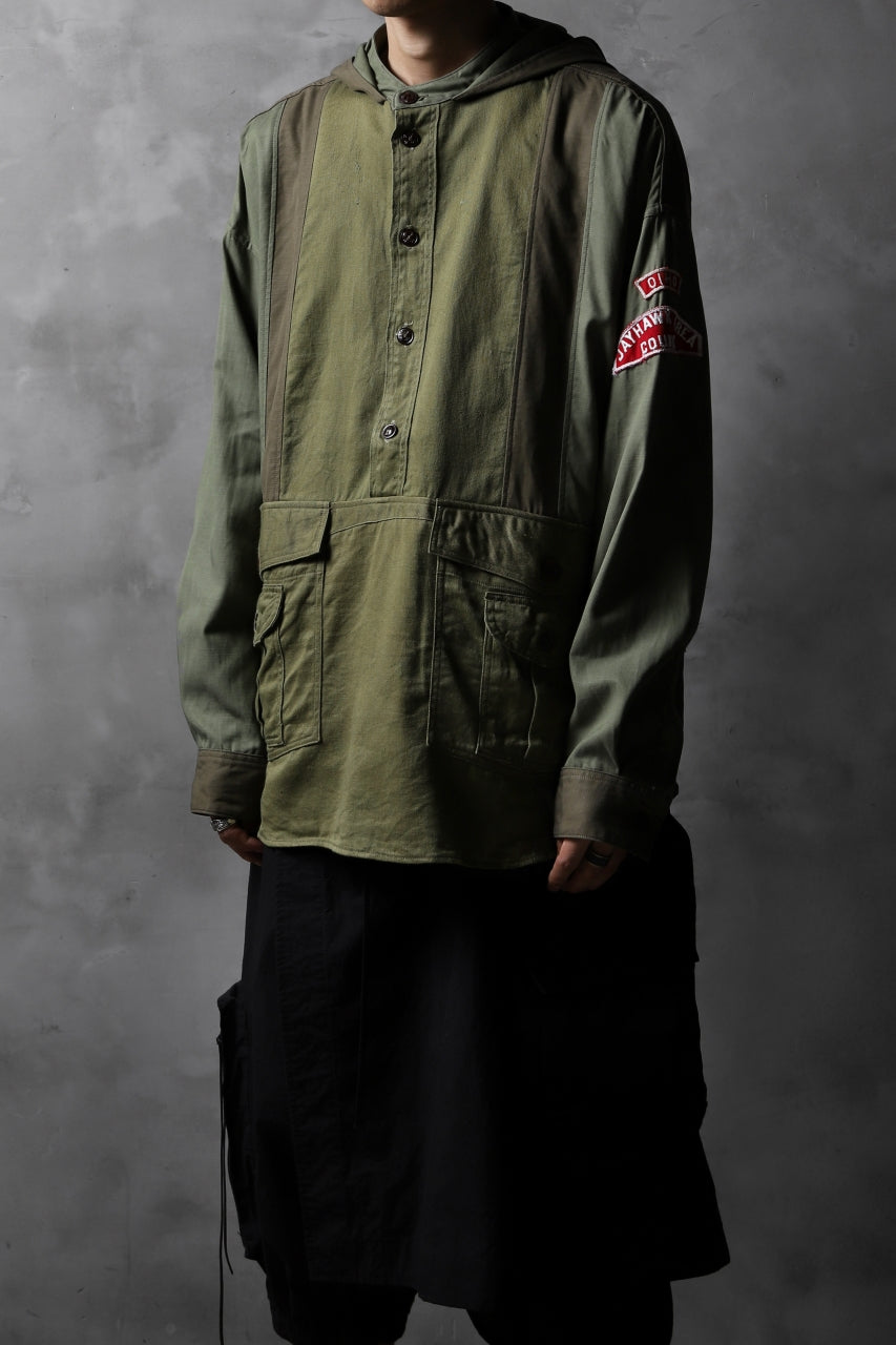 画像をギャラリービューアに読み込む, CHANGES VINTAGE REMAKE MILITARY HOODIE SHIRT-PARKA (KHAKI #C)
