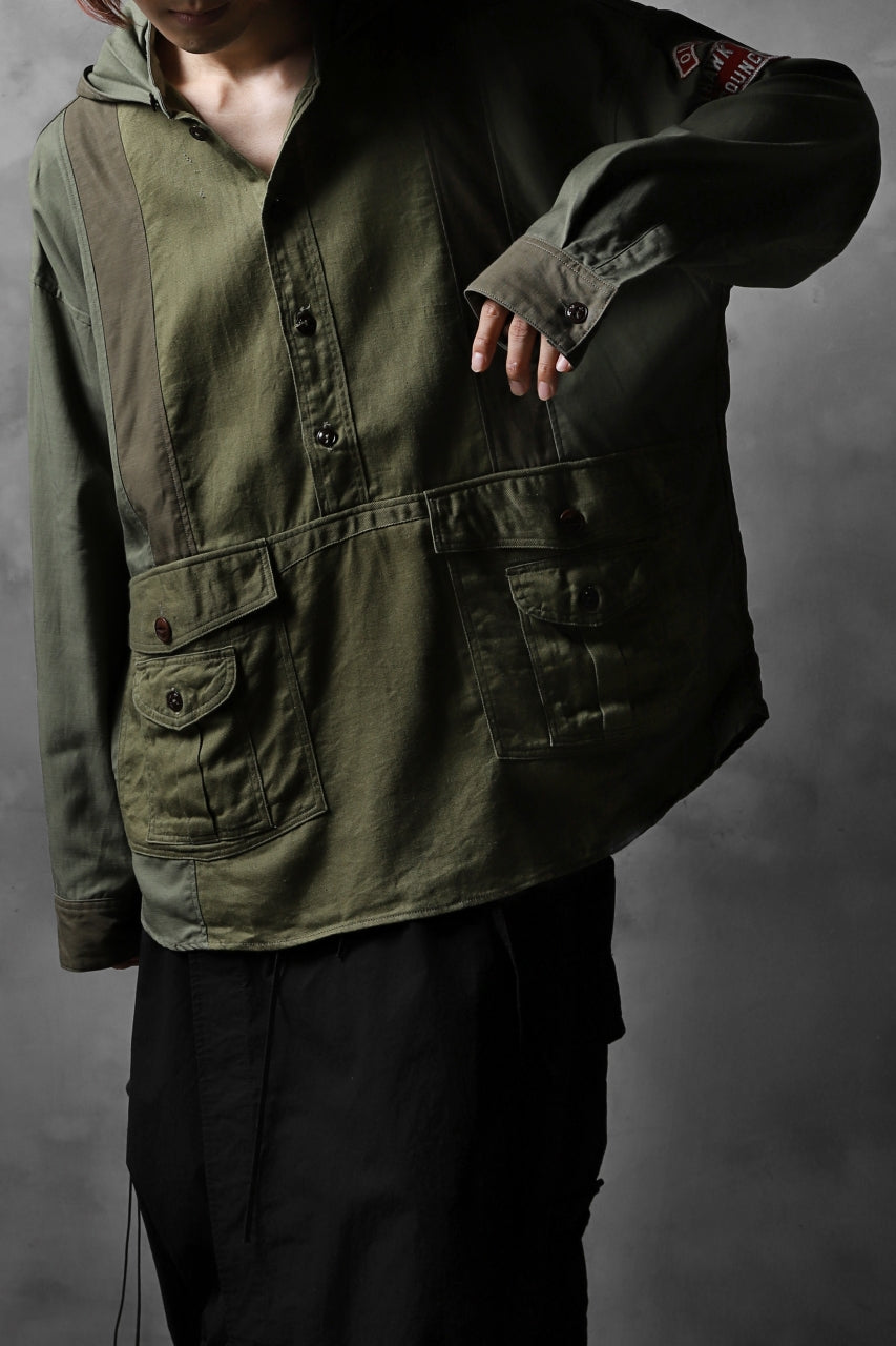 画像をギャラリービューアに読み込む, CHANGES VINTAGE REMAKE MILITARY HOODIE SHIRT-PARKA (KHAKI #C)