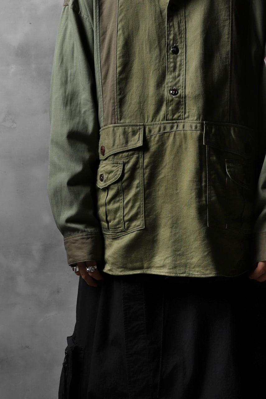 画像をギャラリービューアに読み込む, CHANGES VINTAGE REMAKE MILITARY HOODIE SHIRT-PARKA (KHAKI #C)