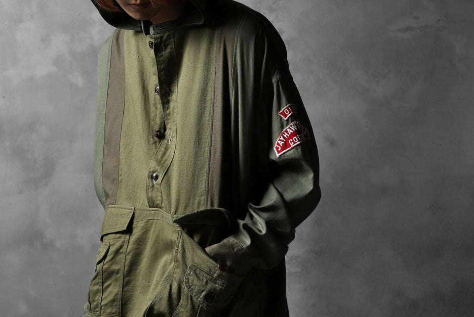 画像をギャラリービューアに読み込む, CHANGES VINTAGE REMAKE MILITARY HOODIE SHIRT-PARKA (KHAKI #C)