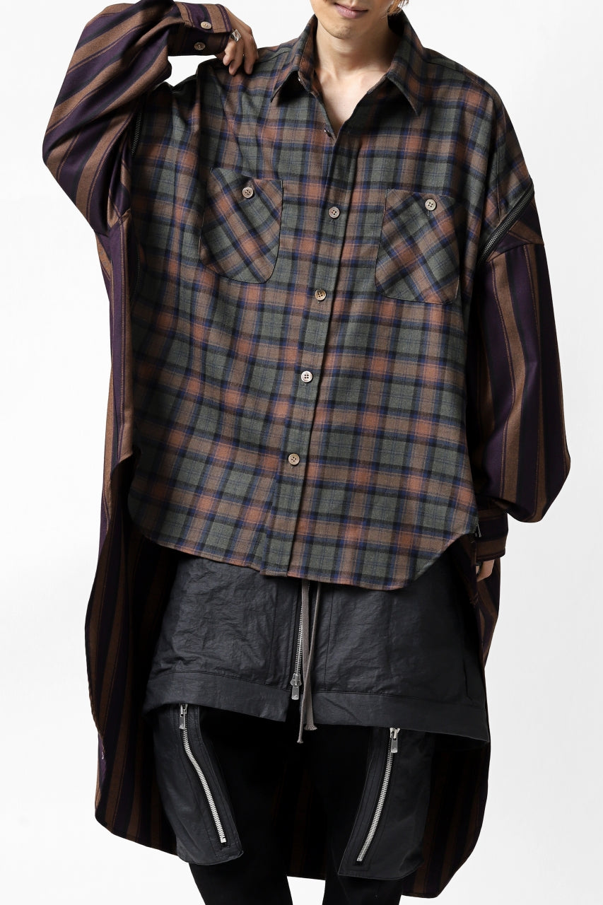 画像をギャラリービューアに読み込む, FACETASM HIGH-LOW ZIPPER SHIRT COAT (BROWN)