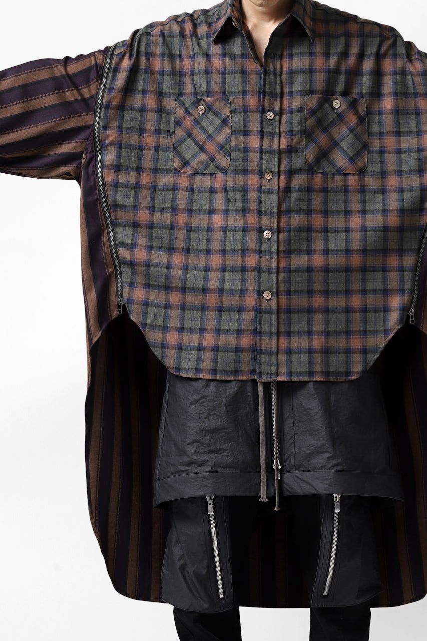 画像をギャラリービューアに読み込む, FACETASM HIGH-LOW ZIPPER SHIRT COAT (BROWN)