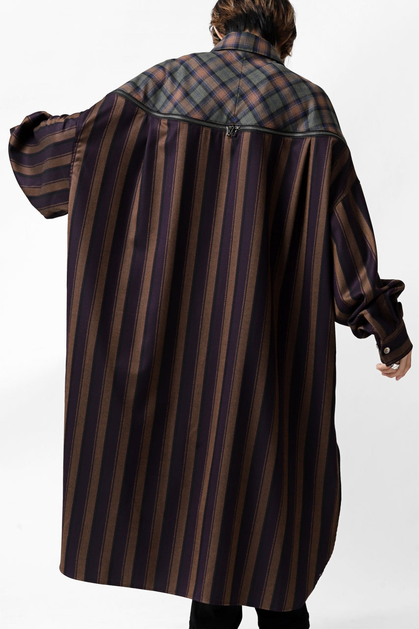 画像をギャラリービューアに読み込む, FACETASM HIGH-LOW ZIPPER SHIRT COAT (BROWN)
