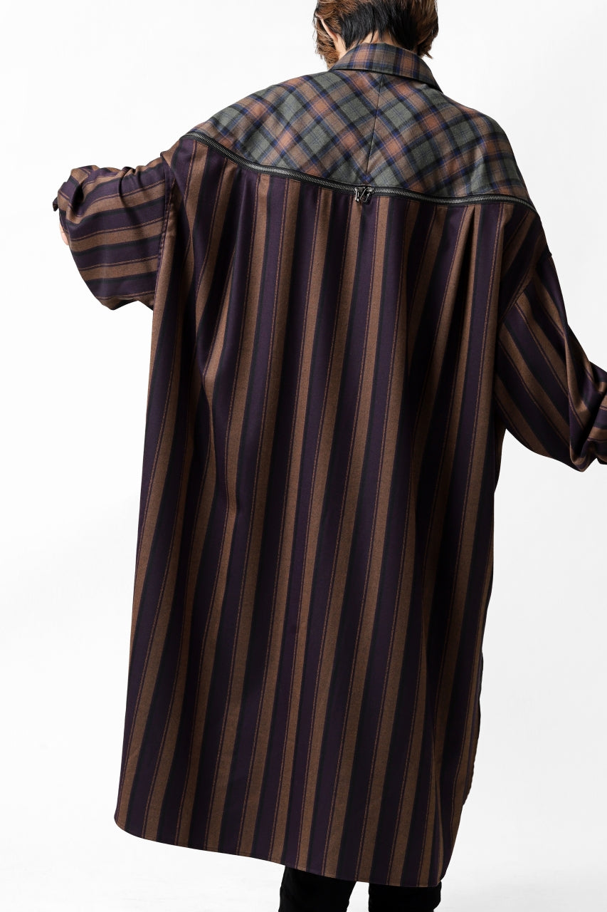画像をギャラリービューアに読み込む, FACETASM HIGH-LOW ZIPPER SHIRT COAT (BROWN)