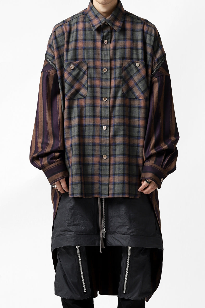 画像をギャラリービューアに読み込む, FACETASM HIGH-LOW ZIPPER SHIRT COAT (BROWN)