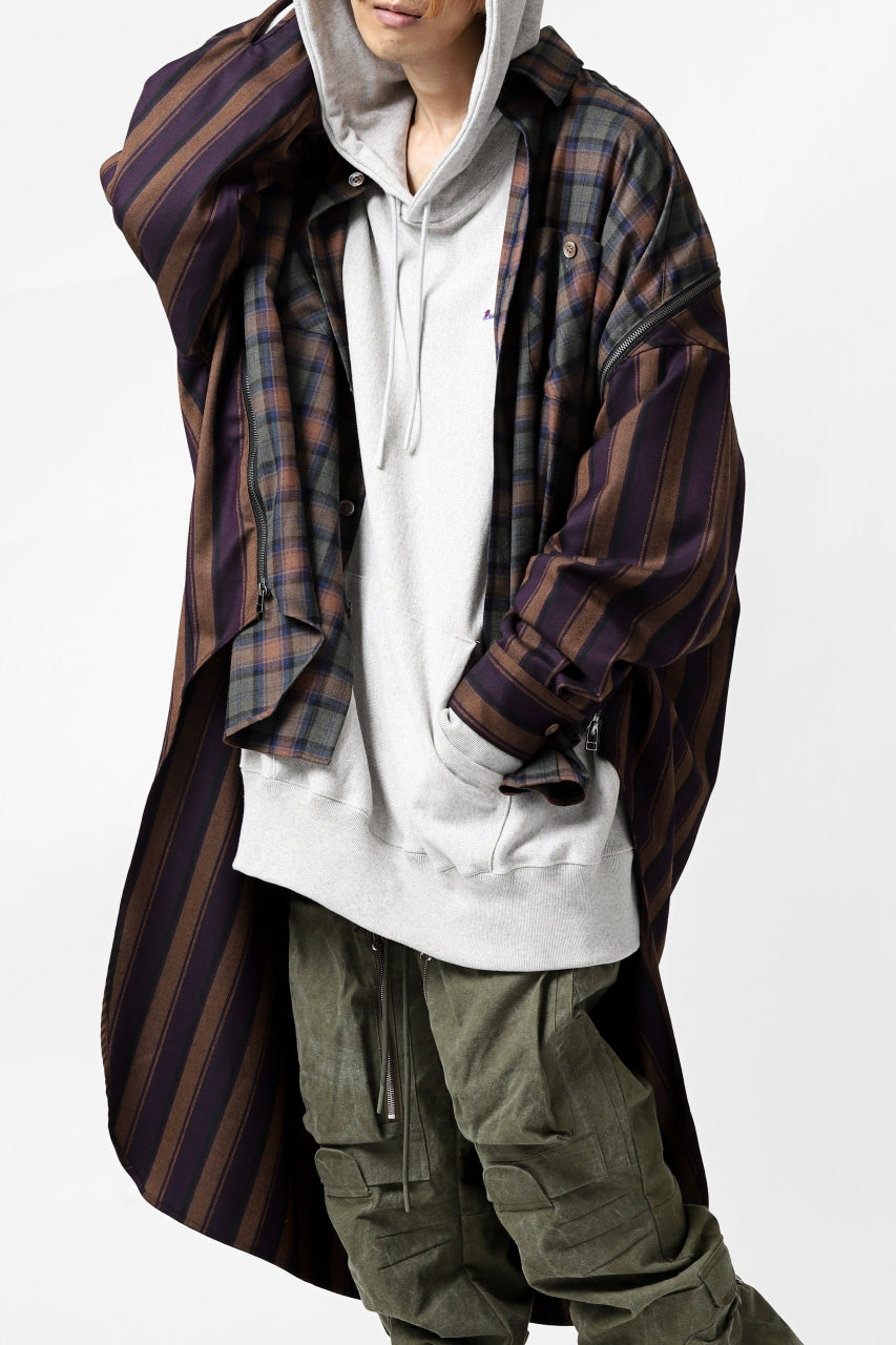 画像をギャラリービューアに読み込む, FACETASM HIGH-LOW ZIPPER SHIRT COAT (BROWN)