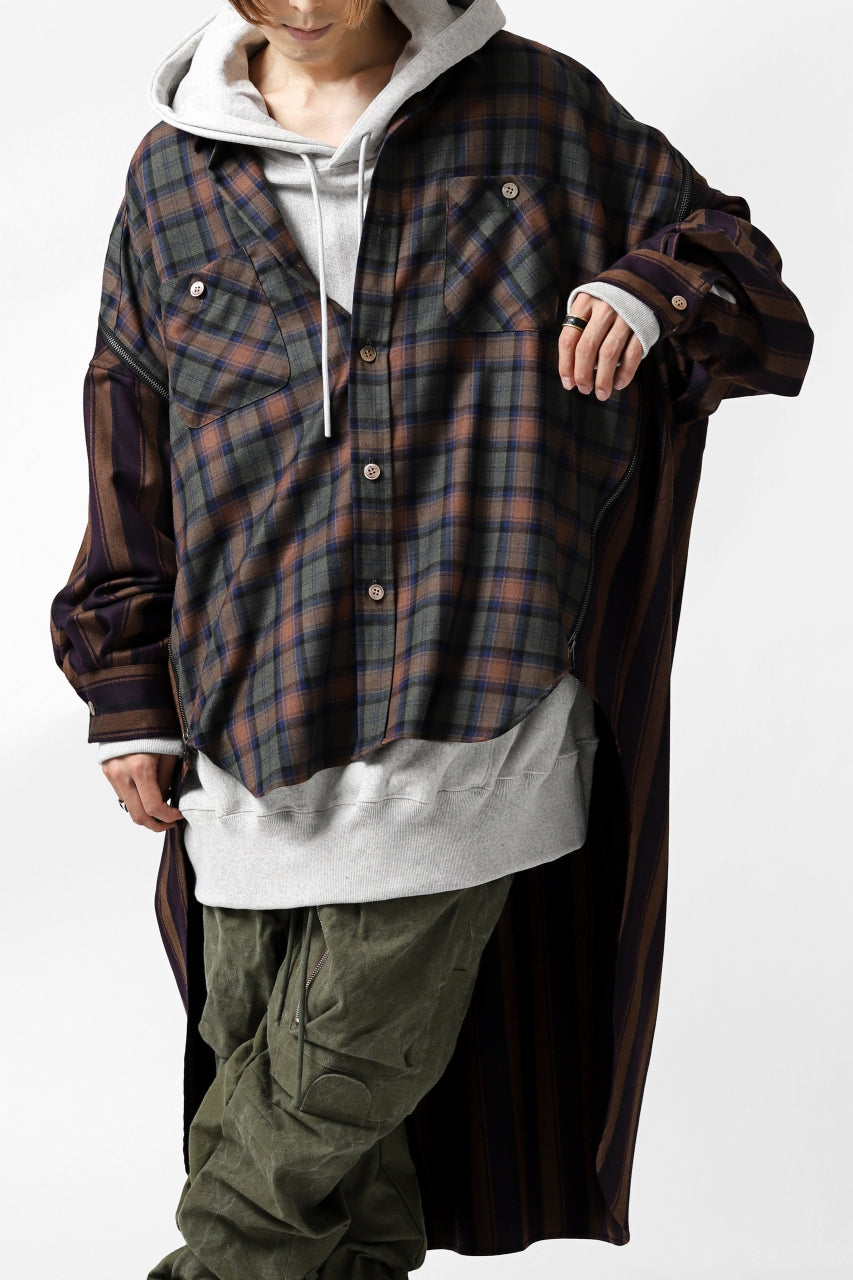 画像をギャラリービューアに読み込む, FACETASM HIGH-LOW ZIPPER SHIRT COAT (BROWN)