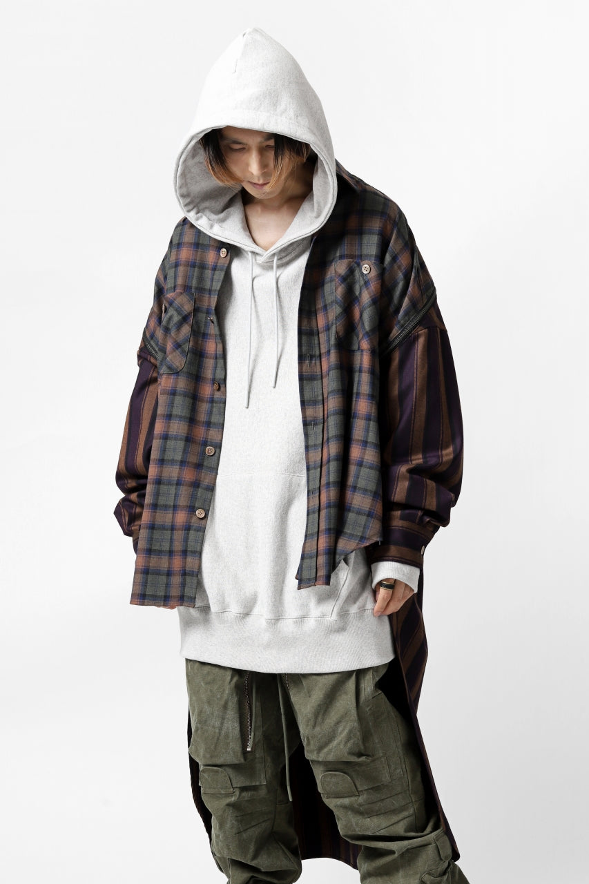 画像をギャラリービューアに読み込む, FACETASM HIGH-LOW ZIPPER SHIRT COAT (BROWN)