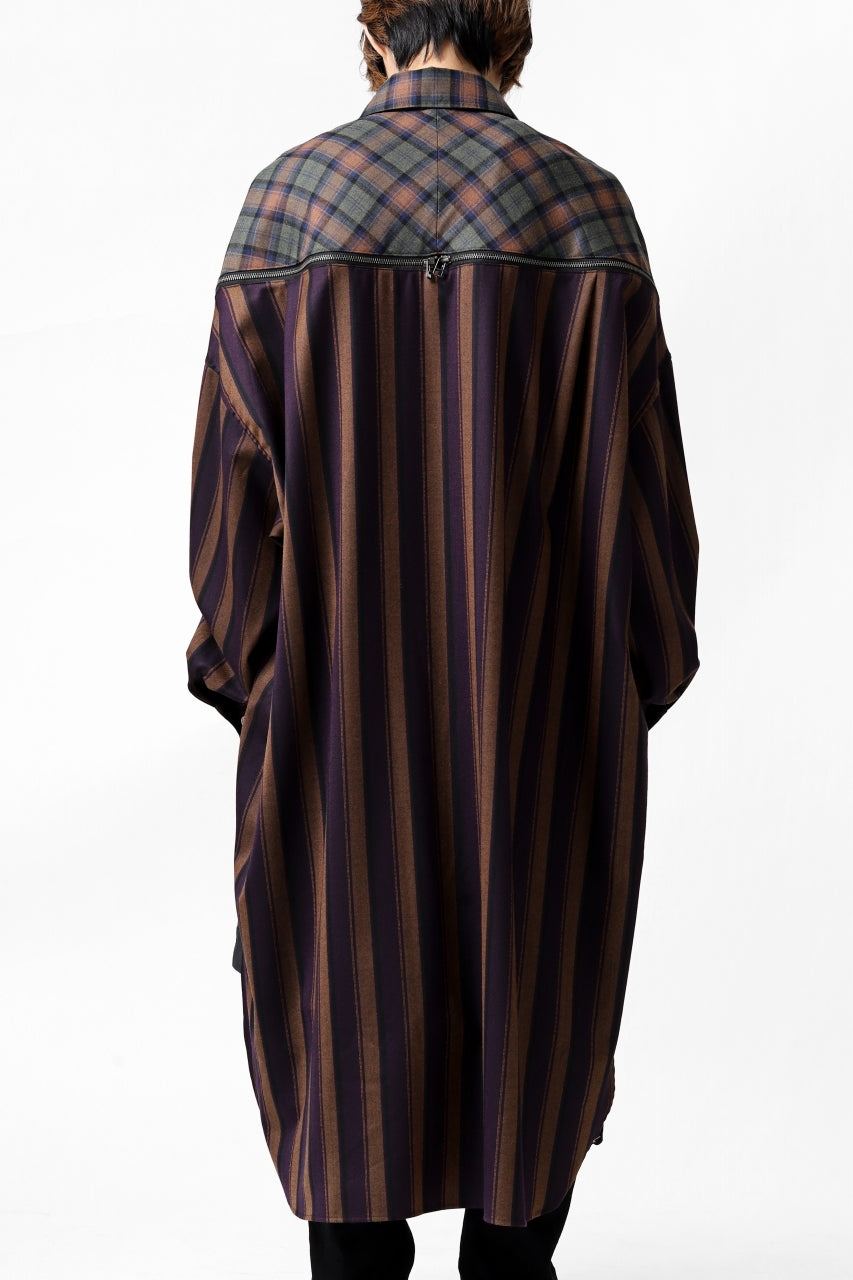 画像をギャラリービューアに読み込む, FACETASM HIGH-LOW ZIPPER SHIRT COAT (BROWN)