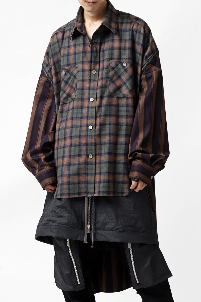 画像をギャラリービューアに読み込む, FACETASM HIGH-LOW ZIPPER SHIRT COAT (BROWN)