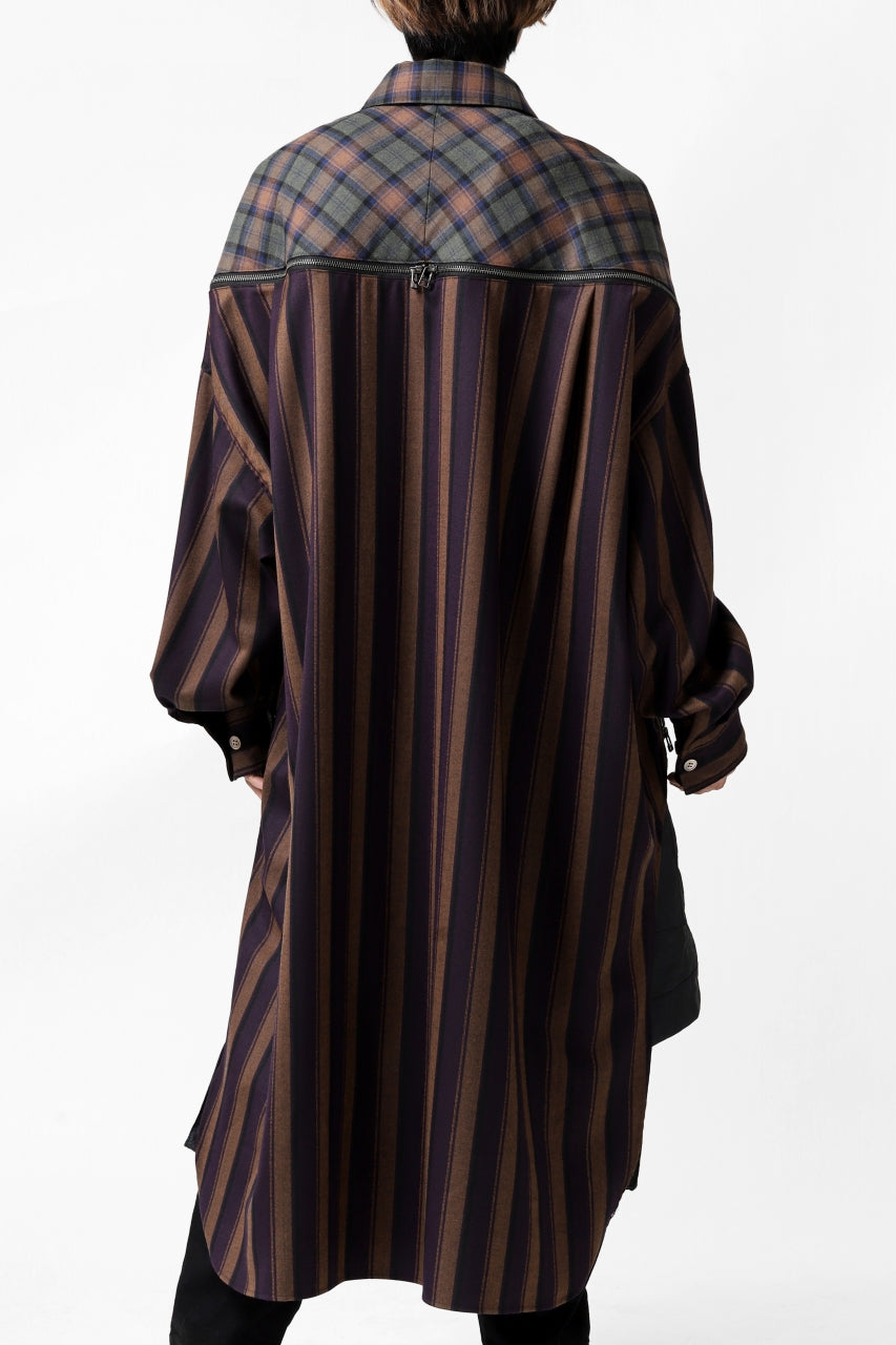 画像をギャラリービューアに読み込む, FACETASM HIGH-LOW ZIPPER SHIRT COAT (BROWN)
