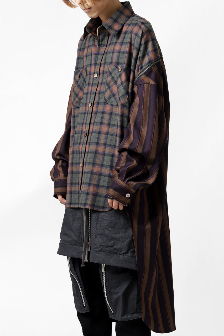 画像をギャラリービューアに読み込む, FACETASM HIGH-LOW ZIPPER SHIRT COAT (BROWN)