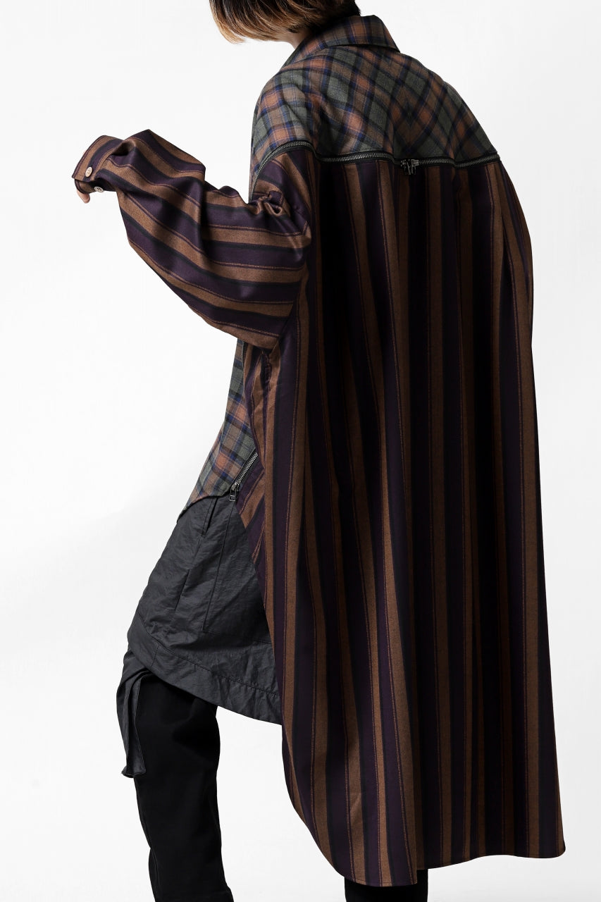 画像をギャラリービューアに読み込む, FACETASM HIGH-LOW ZIPPER SHIRT COAT (BROWN)