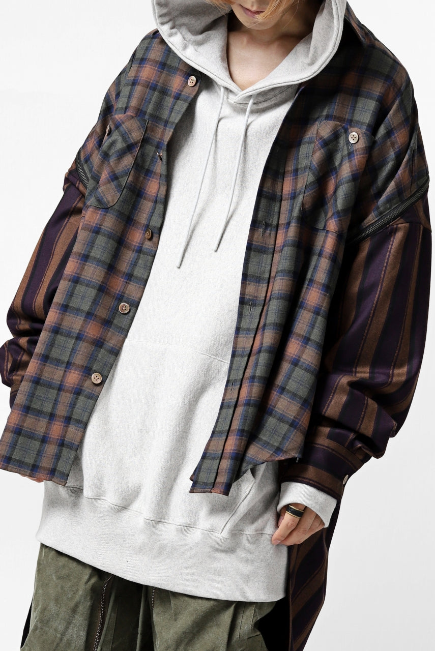 画像をギャラリービューアに読み込む, FACETASM HIGH-LOW ZIPPER SHIRT COAT (BROWN)