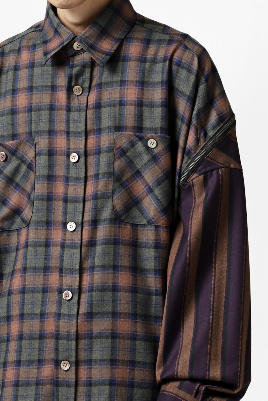 画像をギャラリービューアに読み込む, FACETASM HIGH-LOW ZIPPER SHIRT COAT (BROWN)