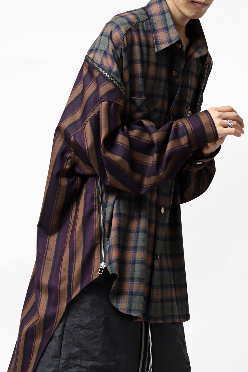 画像をギャラリービューアに読み込む, FACETASM HIGH-LOW ZIPPER SHIRT COAT (BROWN)