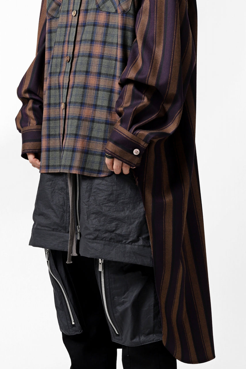 画像をギャラリービューアに読み込む, FACETASM HIGH-LOW ZIPPER SHIRT COAT (BROWN)