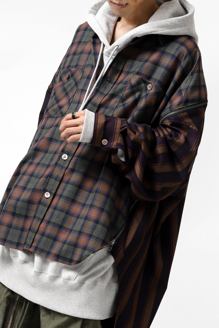 画像をギャラリービューアに読み込む, FACETASM HIGH-LOW ZIPPER SHIRT COAT (BROWN)