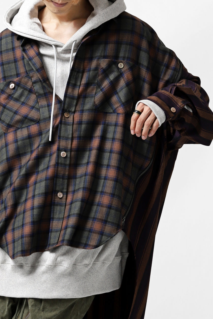 画像をギャラリービューアに読み込む, FACETASM HIGH-LOW ZIPPER SHIRT COAT (BROWN)