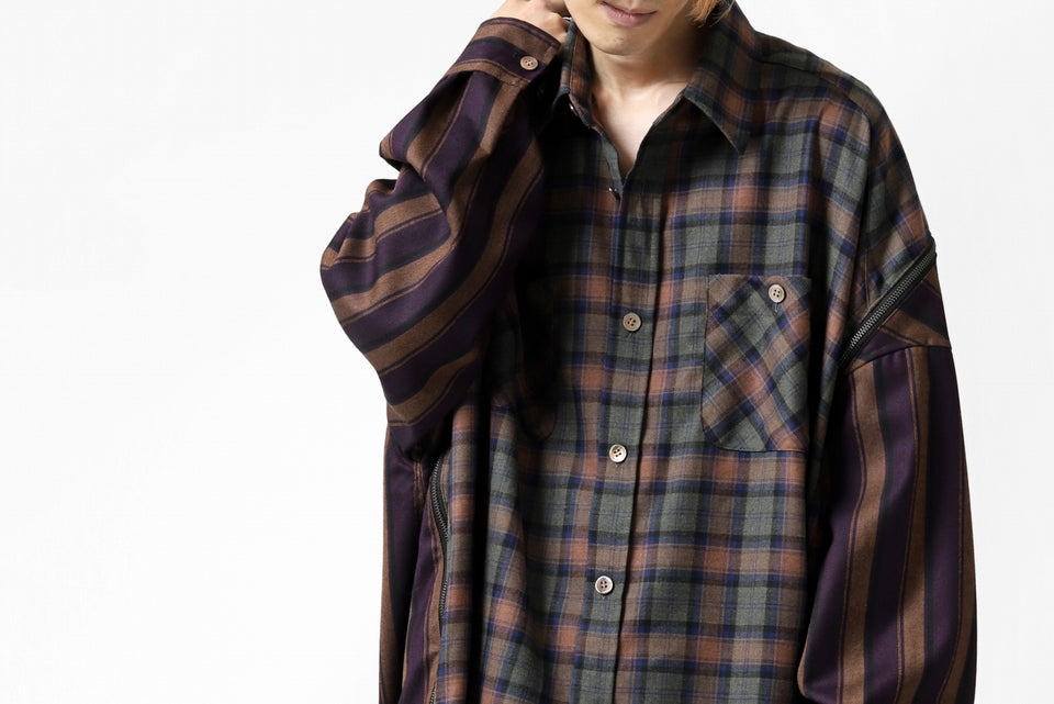 画像をギャラリービューアに読み込む, FACETASM HIGH-LOW ZIPPER SHIRT COAT (BROWN)