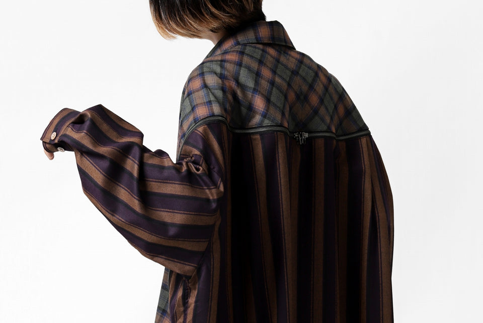 画像をギャラリービューアに読み込む, FACETASM HIGH-LOW ZIPPER SHIRT COAT (BROWN)