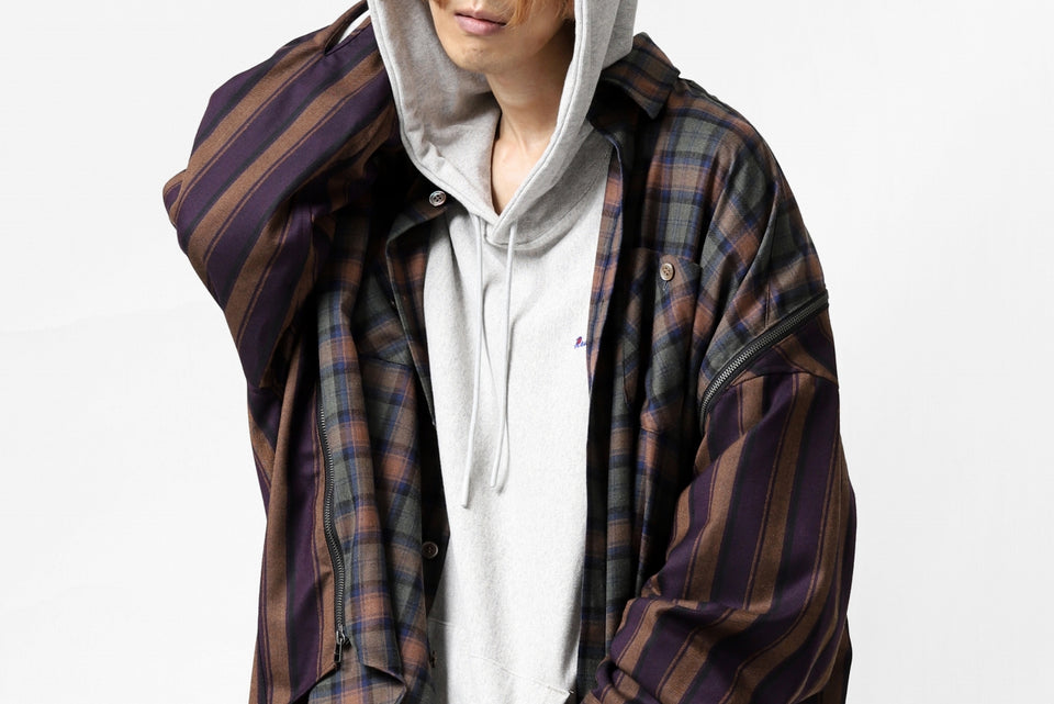 画像をギャラリービューアに読み込む, FACETASM HIGH-LOW ZIPPER SHIRT COAT (BROWN)