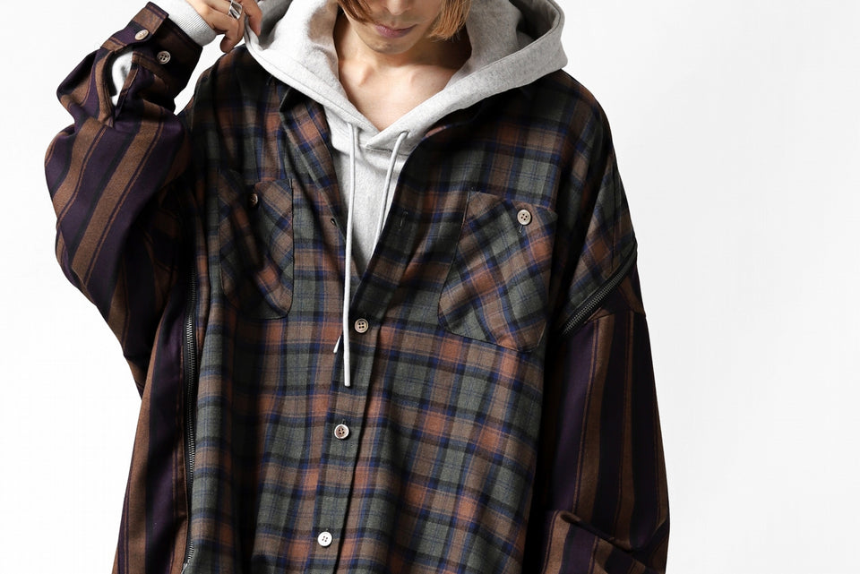 画像をギャラリービューアに読み込む, FACETASM HIGH-LOW ZIPPER SHIRT COAT (BROWN)