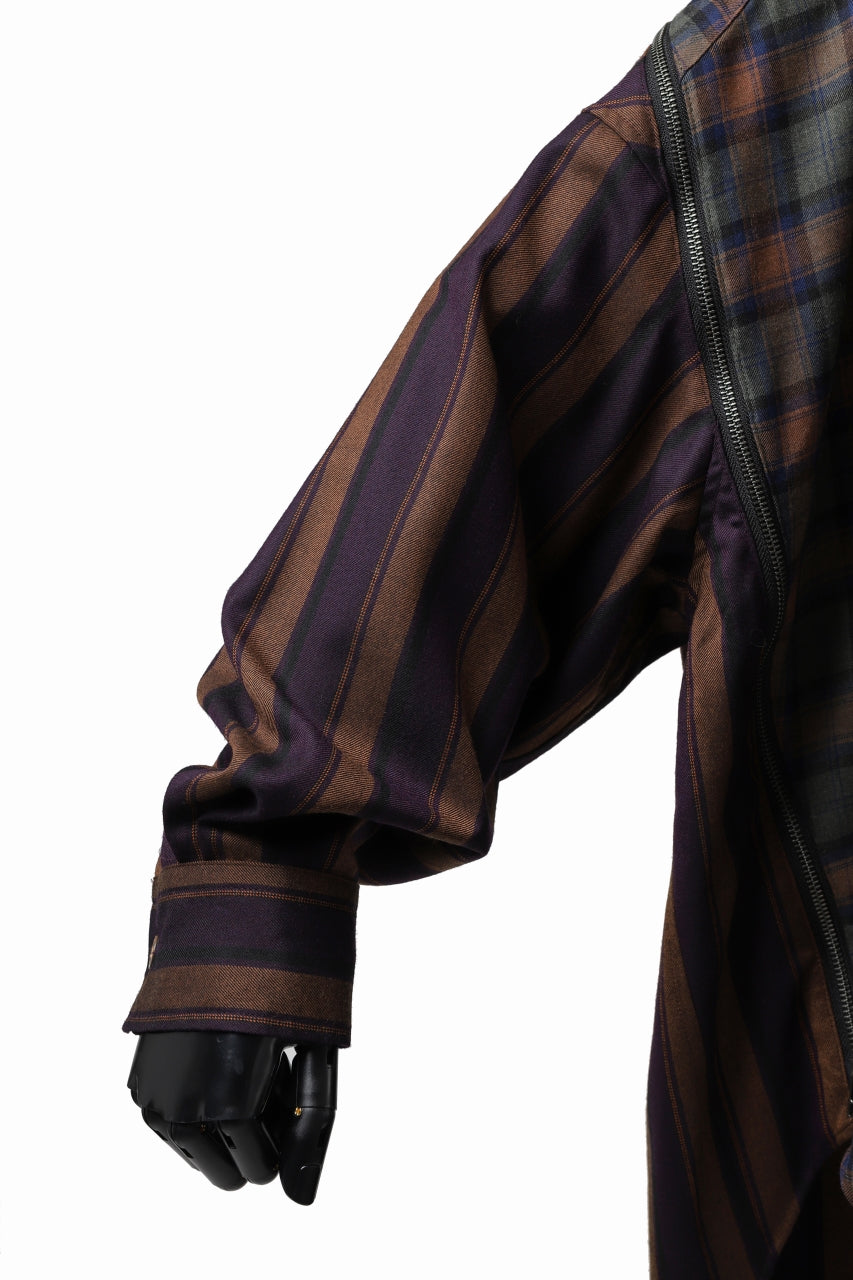 画像をギャラリービューアに読み込む, FACETASM HIGH-LOW ZIPPER SHIRT COAT (BROWN)