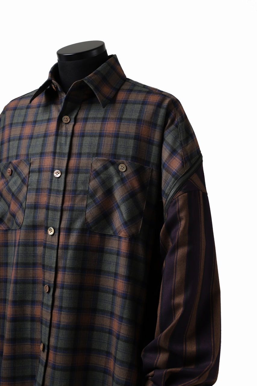 画像をギャラリービューアに読み込む, FACETASM HIGH-LOW ZIPPER SHIRT COAT (BROWN)
