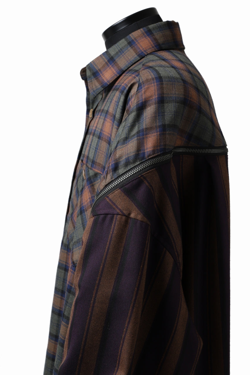画像をギャラリービューアに読み込む, FACETASM HIGH-LOW ZIPPER SHIRT COAT (BROWN)