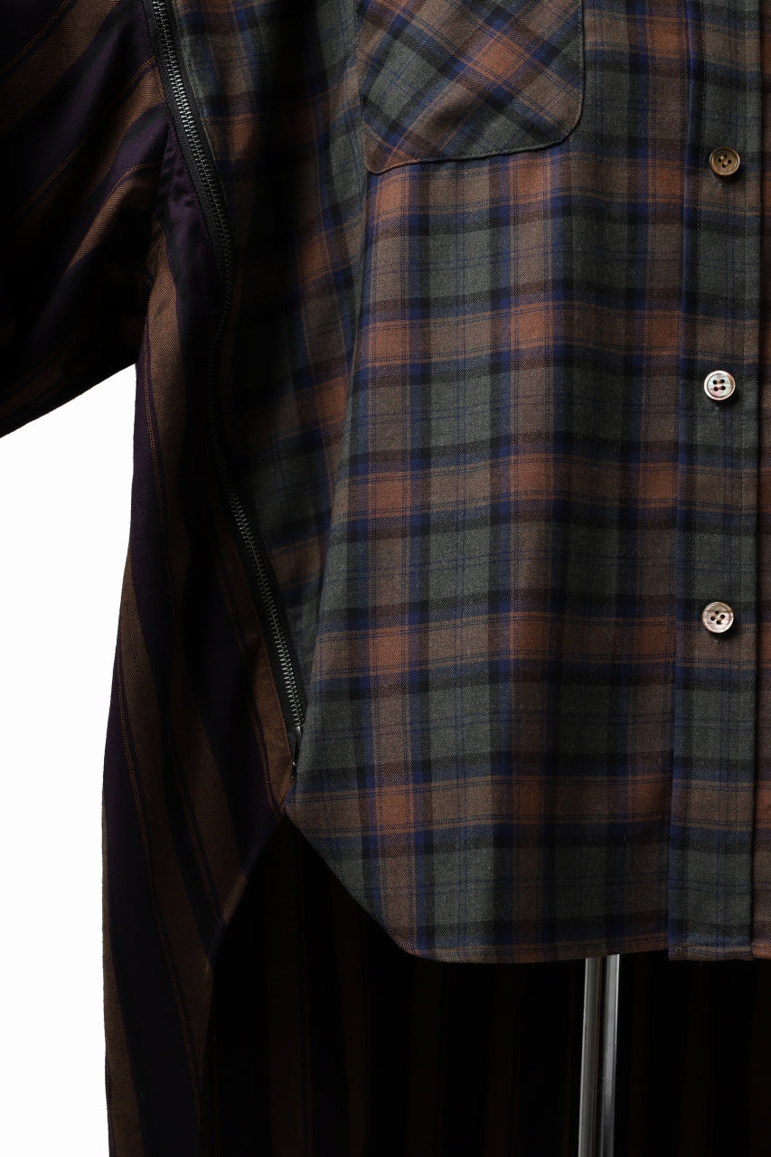 画像をギャラリービューアに読み込む, FACETASM HIGH-LOW ZIPPER SHIRT COAT (BROWN)