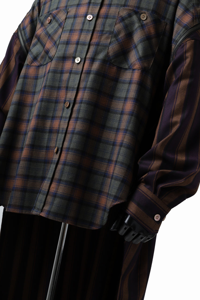 画像をギャラリービューアに読み込む, FACETASM HIGH-LOW ZIPPER SHIRT COAT (BROWN)