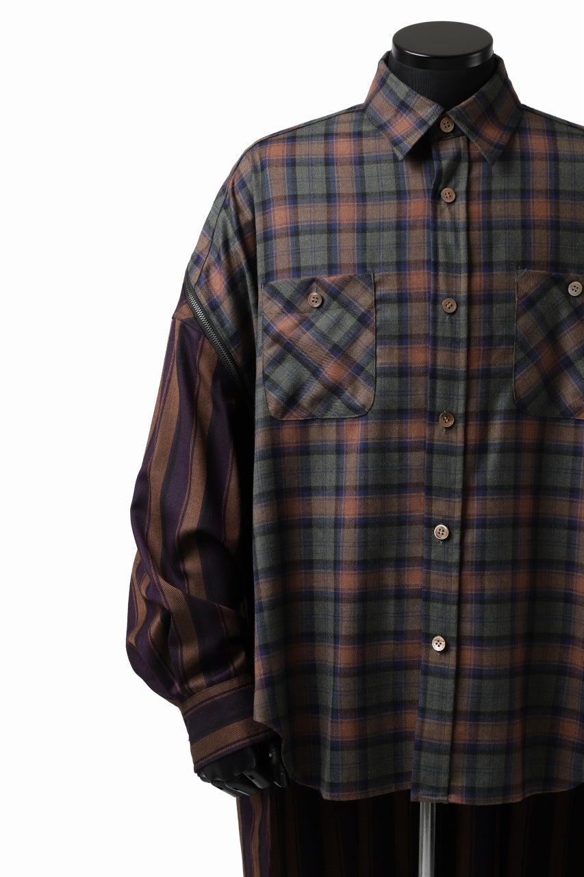画像をギャラリービューアに読み込む, FACETASM HIGH-LOW ZIPPER SHIRT COAT (BROWN)
