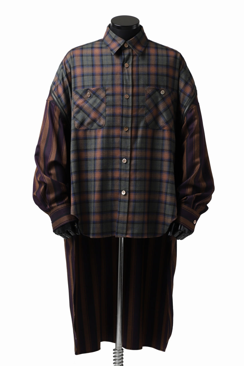 画像をギャラリービューアに読み込む, FACETASM HIGH-LOW ZIPPER SHIRT COAT (BROWN)