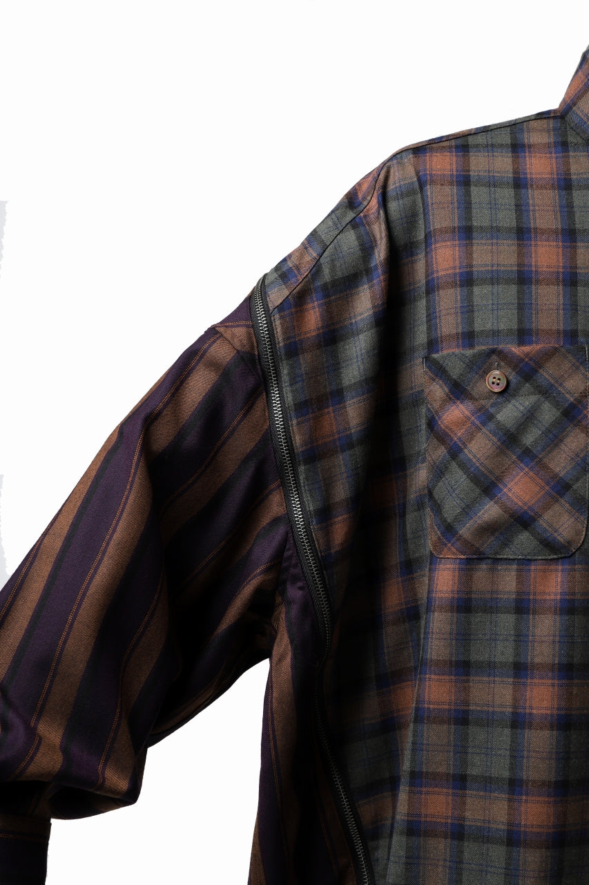 画像をギャラリービューアに読み込む, FACETASM HIGH-LOW ZIPPER SHIRT COAT (BROWN)