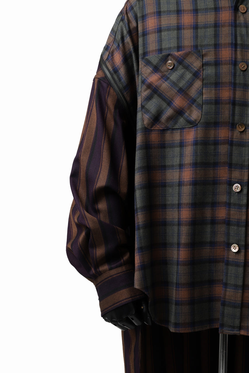 画像をギャラリービューアに読み込む, FACETASM HIGH-LOW ZIPPER SHIRT COAT (BROWN)