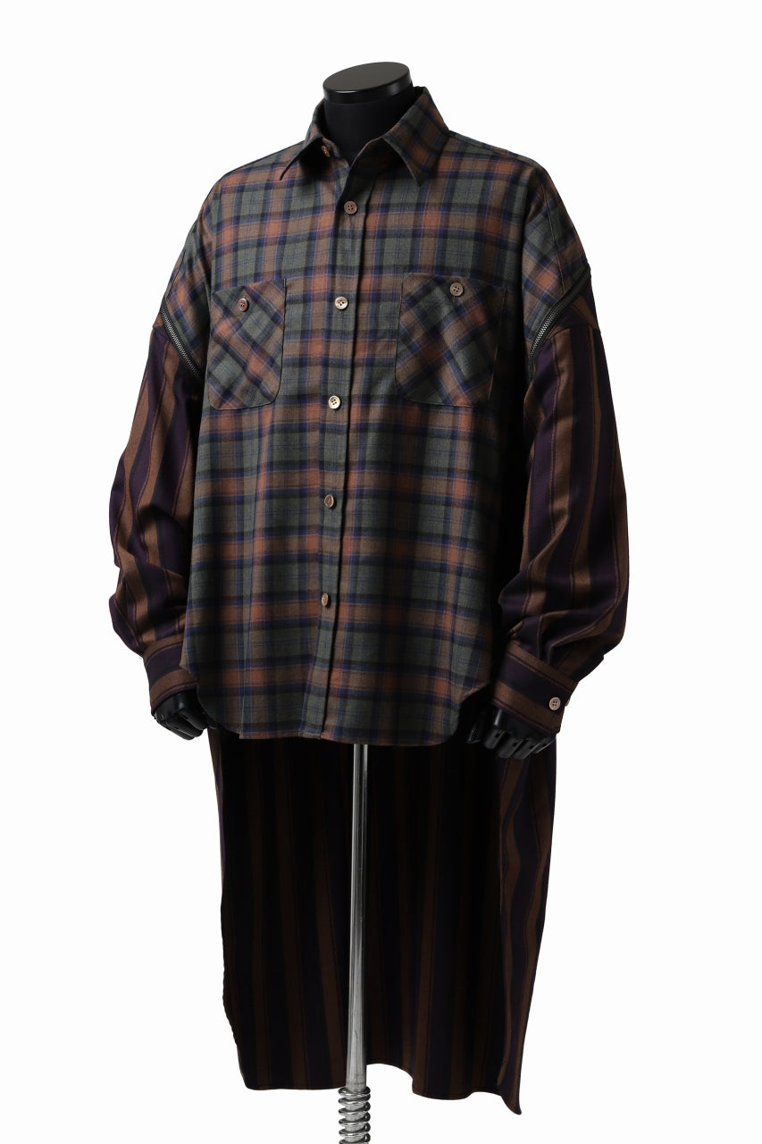 画像をギャラリービューアに読み込む, FACETASM HIGH-LOW ZIPPER SHIRT COAT (BROWN)