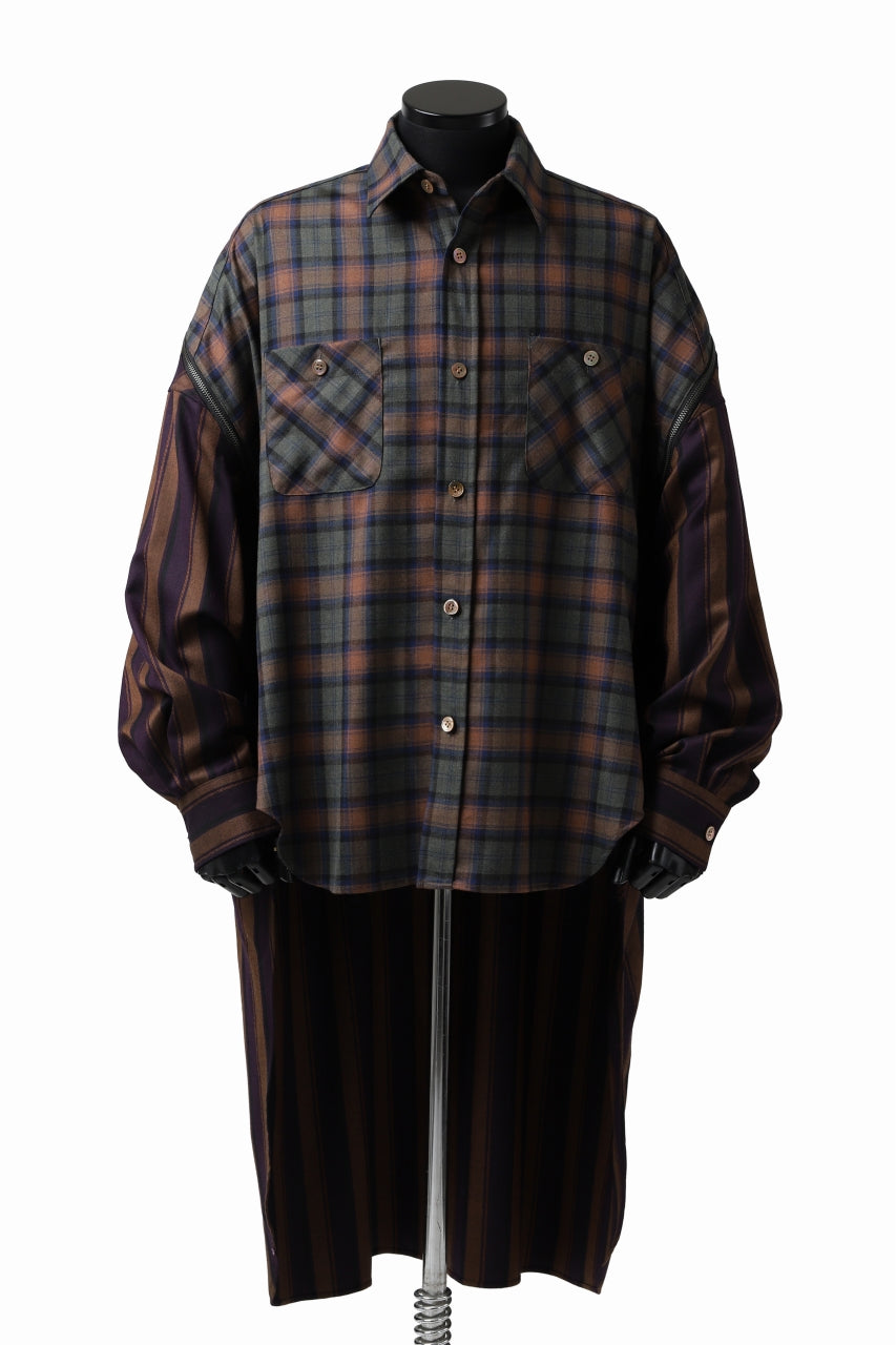 画像をギャラリービューアに読み込む, FACETASM HIGH-LOW ZIPPER SHIRT COAT (BROWN)