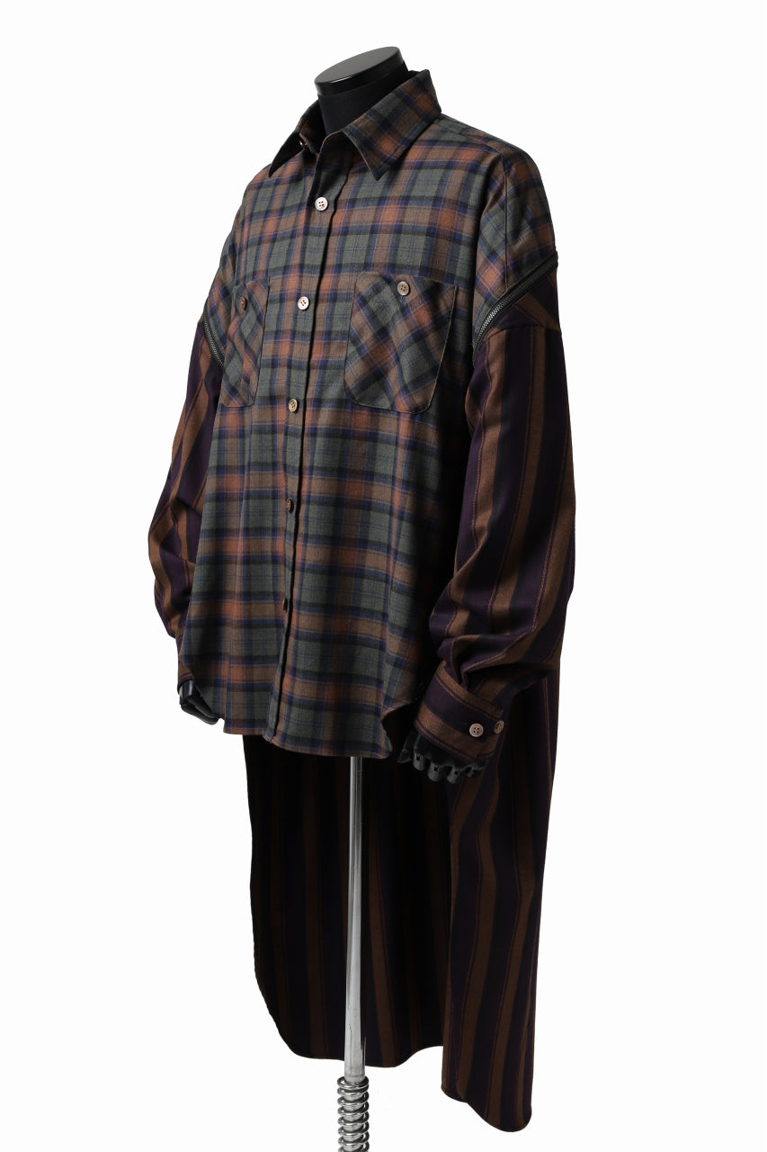 画像をギャラリービューアに読み込む, FACETASM HIGH-LOW ZIPPER SHIRT COAT (BROWN)