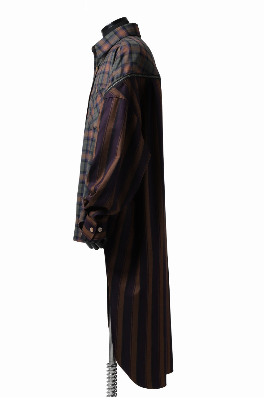 画像をギャラリービューアに読み込む, FACETASM HIGH-LOW ZIPPER SHIRT COAT (BROWN)