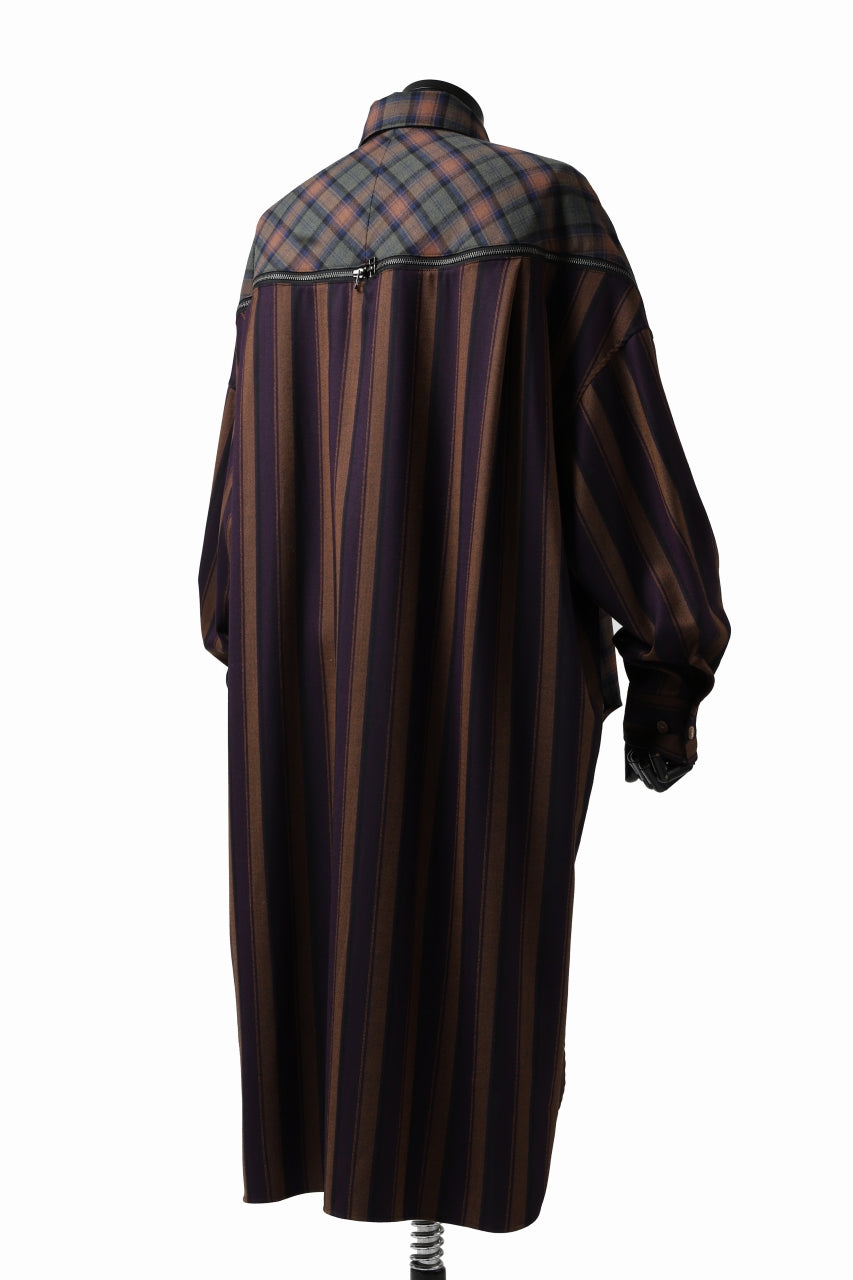 画像をギャラリービューアに読み込む, FACETASM HIGH-LOW ZIPPER SHIRT COAT (BROWN)