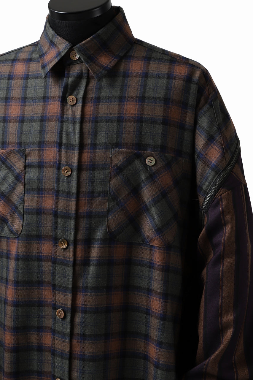 画像をギャラリービューアに読み込む, FACETASM HIGH-LOW ZIPPER SHIRT COAT (BROWN)
