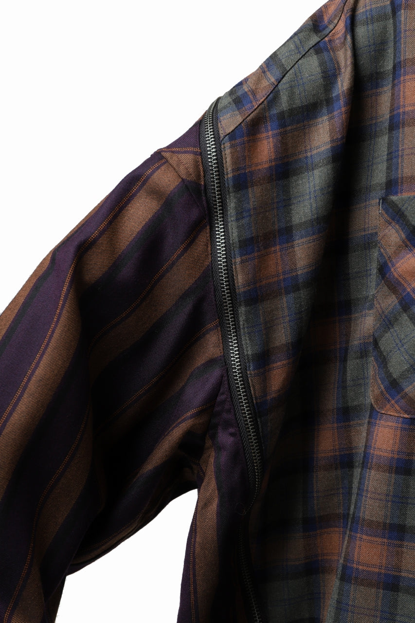 画像をギャラリービューアに読み込む, FACETASM HIGH-LOW ZIPPER SHIRT COAT (BROWN)
