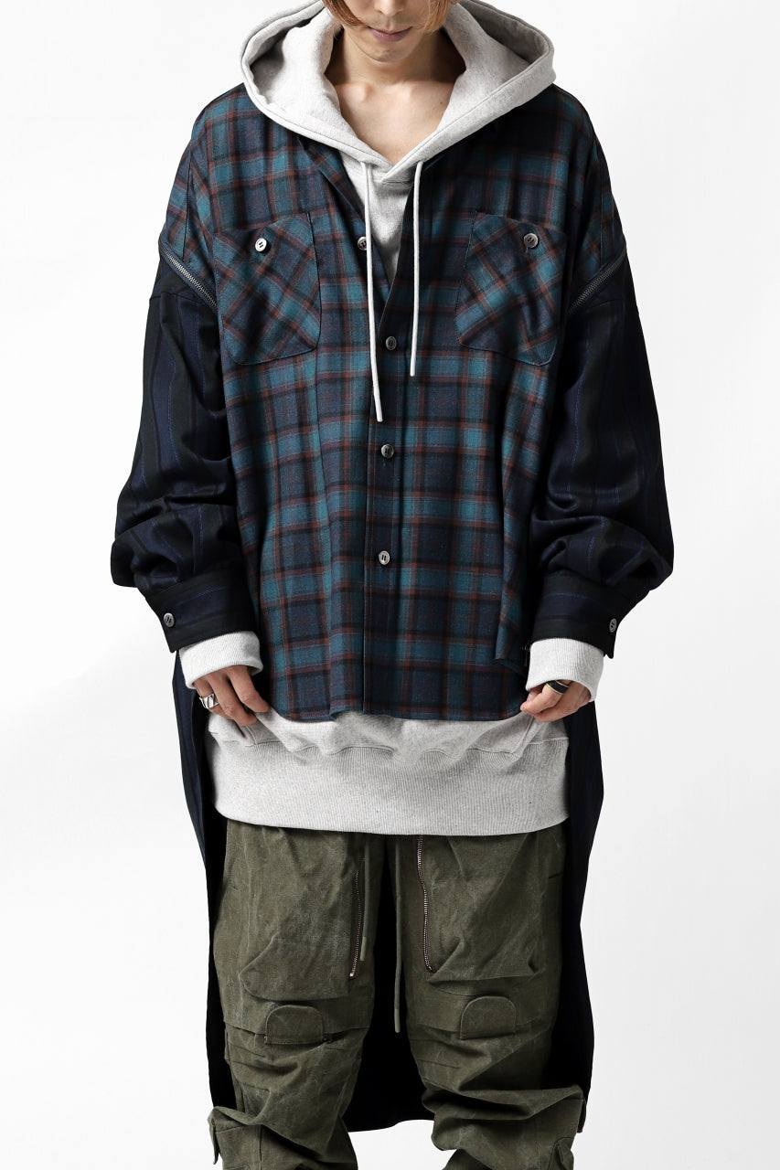 画像をギャラリービューアに読み込む, FACETASM HIGH-LOW ZIPPER SHIRT COAT (NAVY)