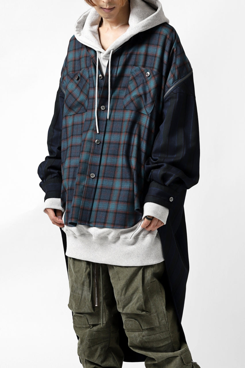 画像をギャラリービューアに読み込む, FACETASM HIGH-LOW ZIPPER SHIRT COAT (NAVY)