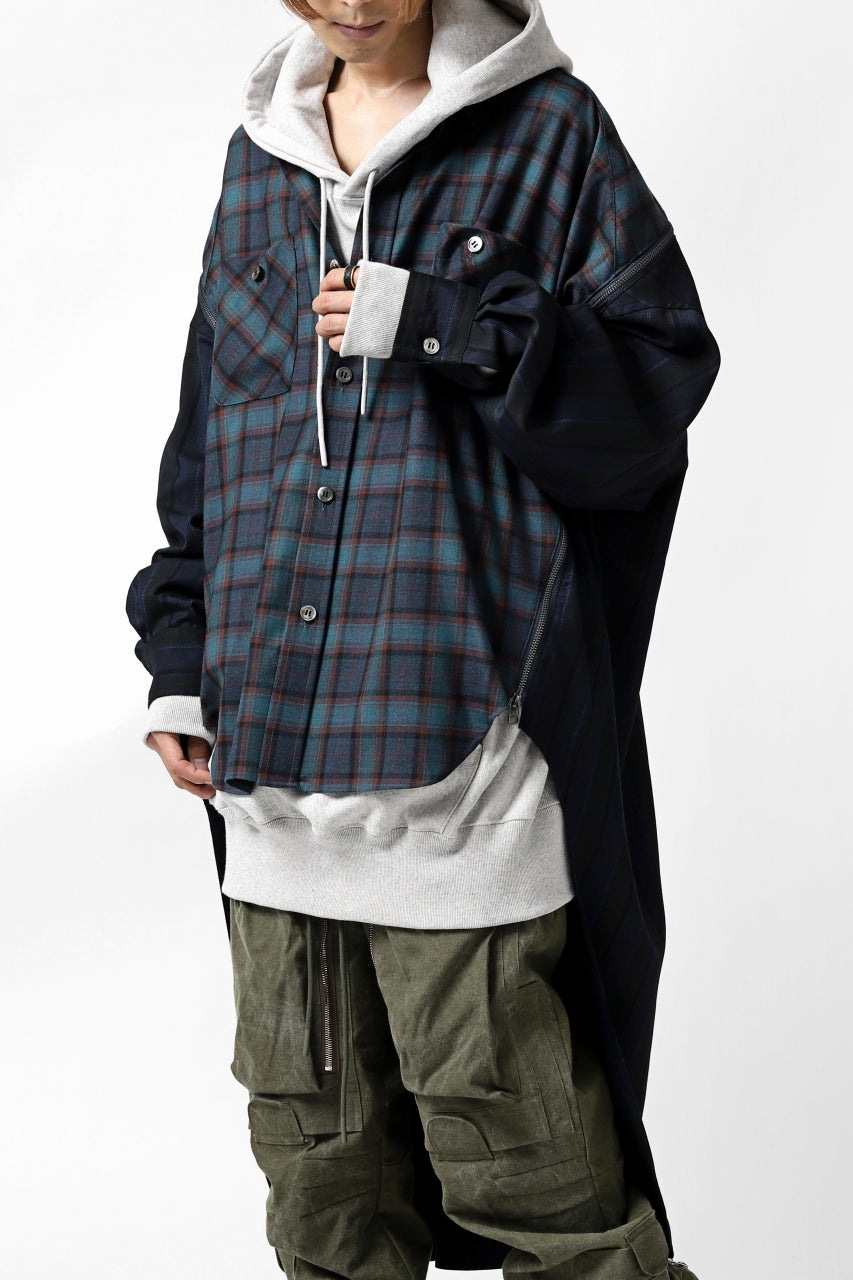 画像をギャラリービューアに読み込む, FACETASM HIGH-LOW ZIPPER SHIRT COAT (NAVY)