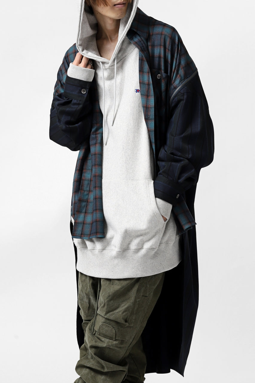 画像をギャラリービューアに読み込む, FACETASM HIGH-LOW ZIPPER SHIRT COAT (NAVY)