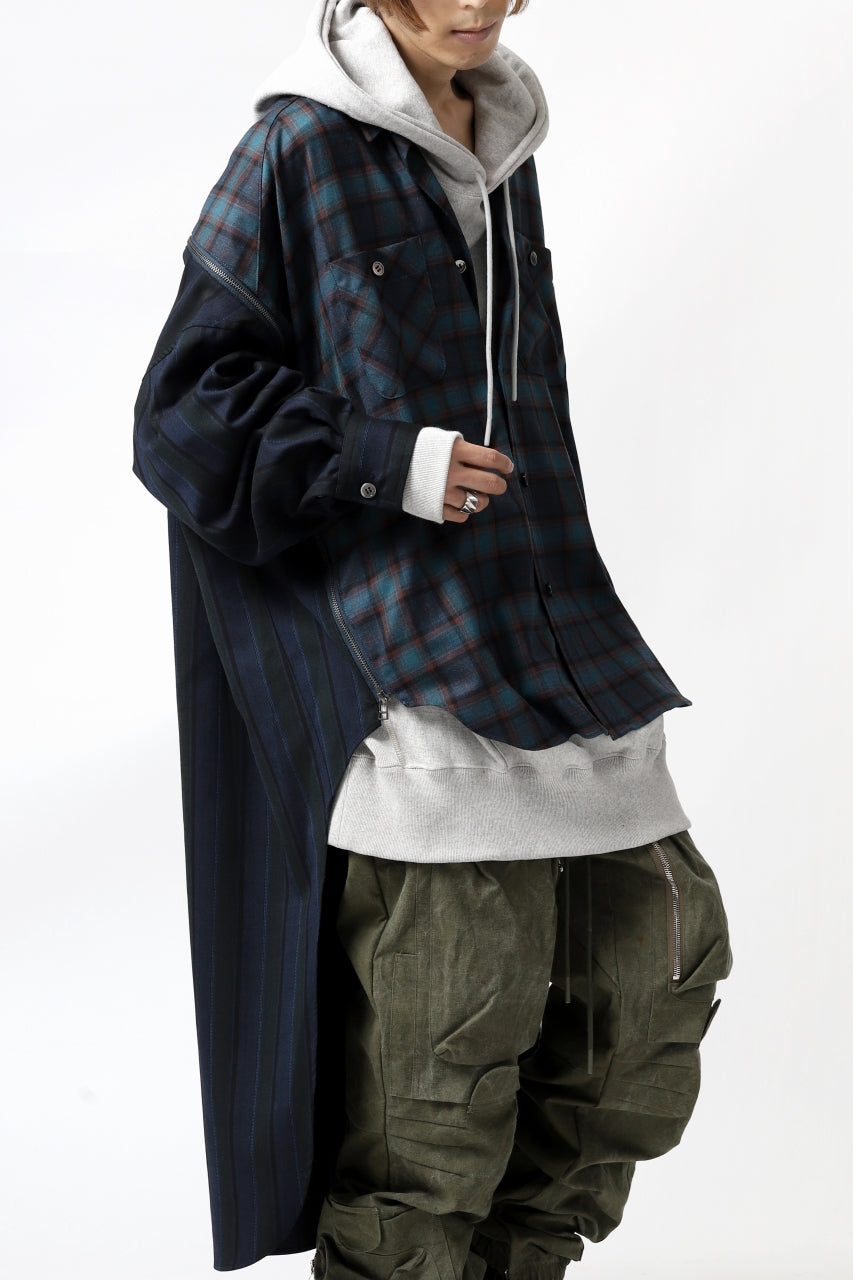 画像をギャラリービューアに読み込む, FACETASM HIGH-LOW ZIPPER SHIRT COAT (NAVY)
