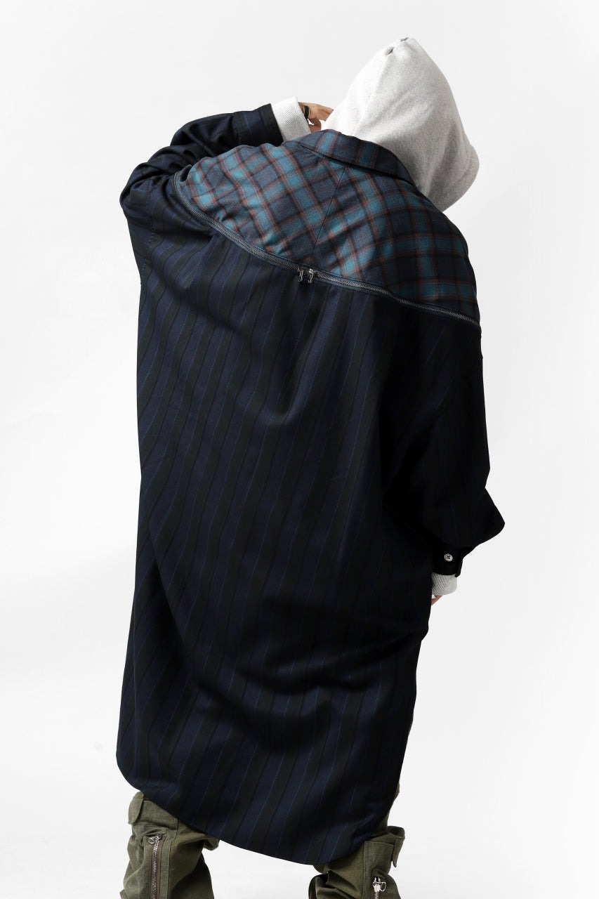 画像をギャラリービューアに読み込む, FACETASM HIGH-LOW ZIPPER SHIRT COAT (NAVY)