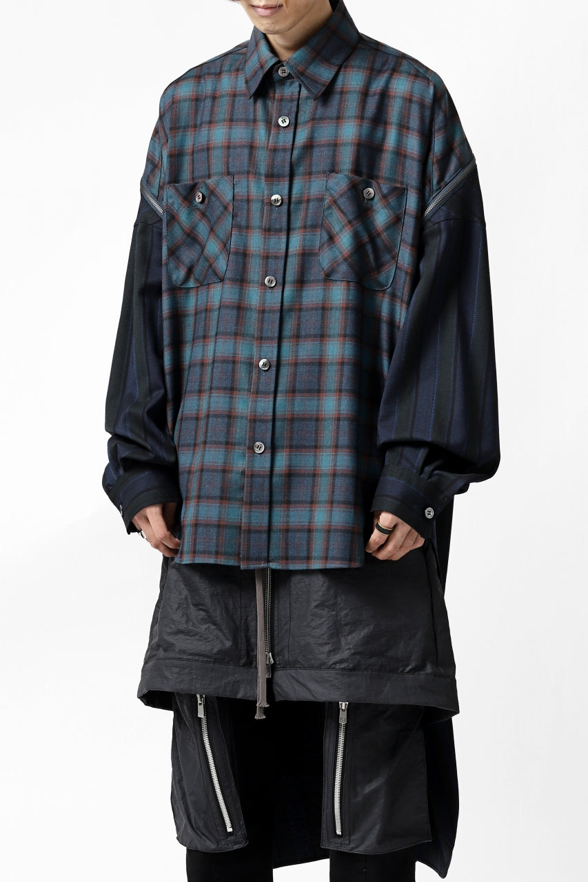 画像をギャラリービューアに読み込む, FACETASM HIGH-LOW ZIPPER SHIRT COAT (NAVY)